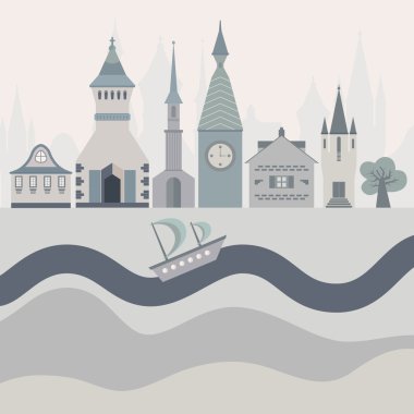 bir daveti veya kart güzel kaleleri ile şablonu