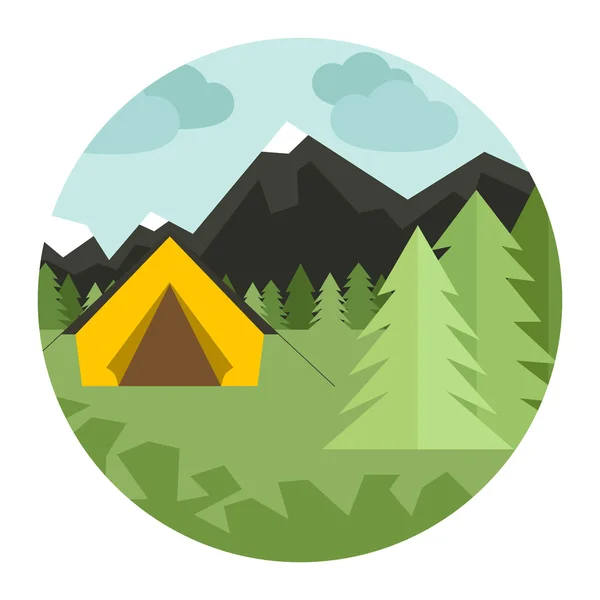 Illustration graphique de camping en style plat — Image vectorielle