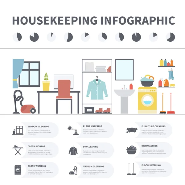 Σπίτι καθαρισμού infographic — Διανυσματικό Αρχείο
