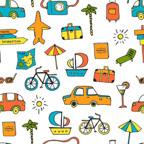 Vacation Seamless Pattern — Stock Vector