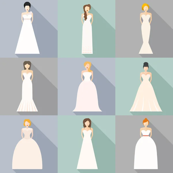 Brides en robes de mariée — Image vectorielle