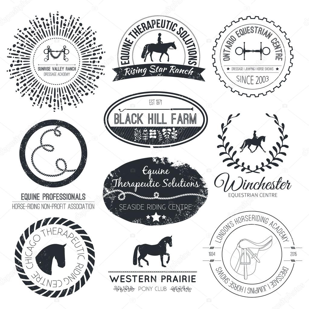 Perfect horse related business symbols with antique texture