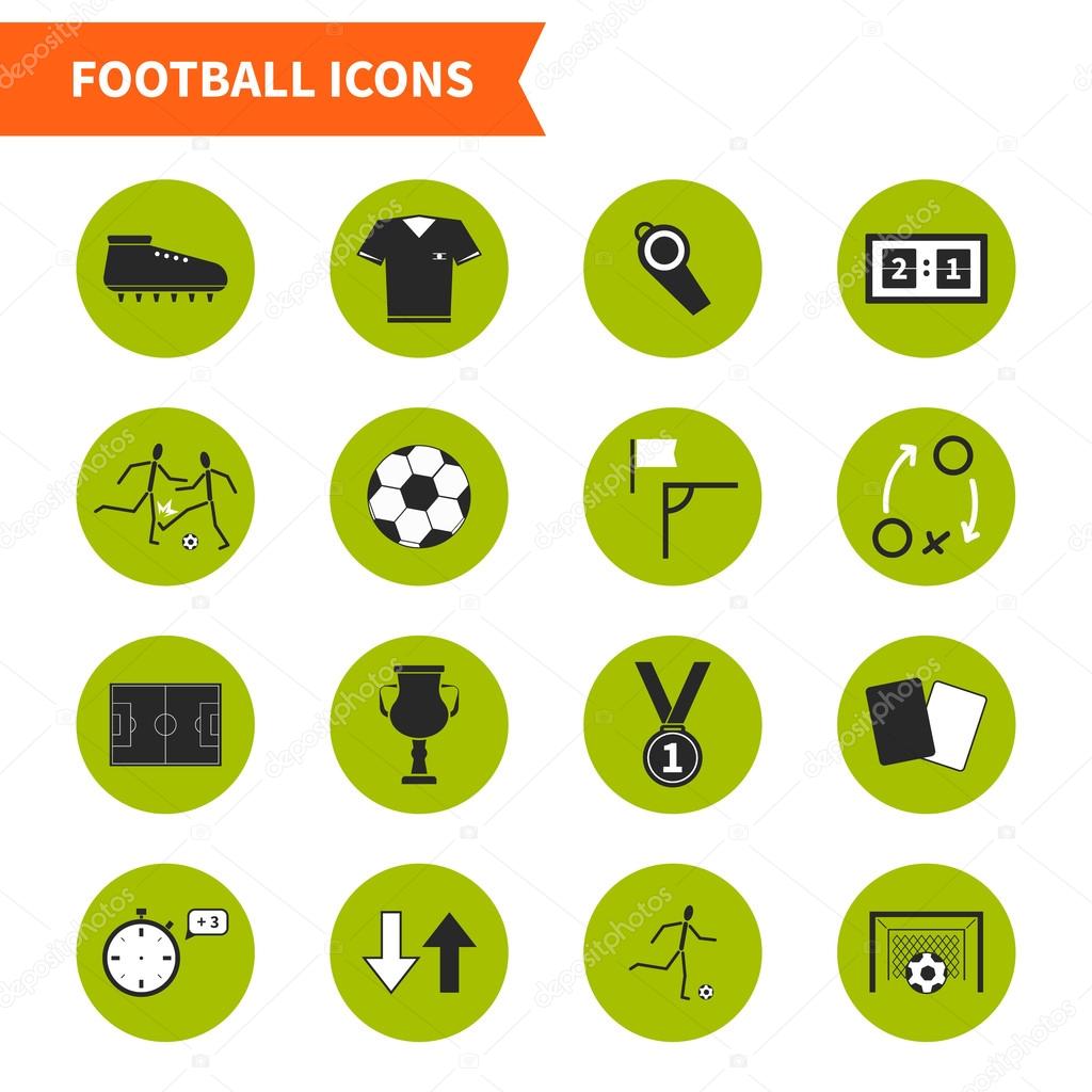 Set of modern flat soccer icons