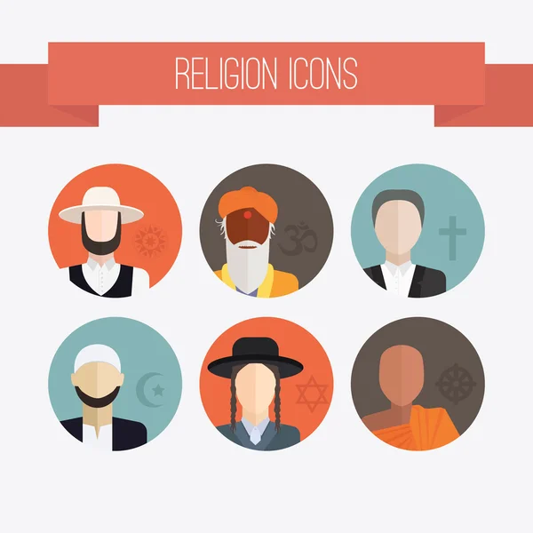 Religión Gente Iconos — Vector de stock