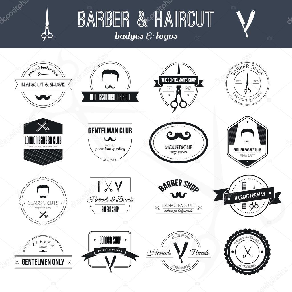 Perfect set of barber and haircut logos. Men's haircuts logo collection made in vector. Badges, labels and design elements.