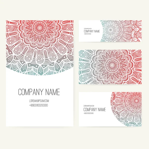 Set of business card with lace ornament — Stock Vector