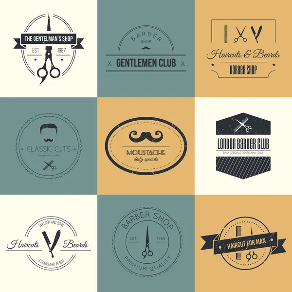 Conjunto de logos de peluquería y corte de pelo — Archivo Imágenes Vectoriales