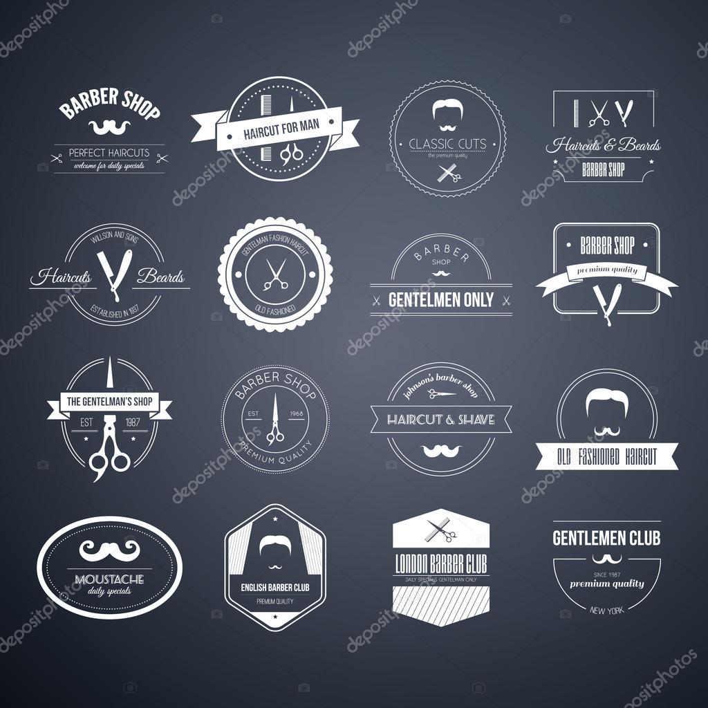 Perfect set of barber and haircut logos. Men's haircuts logo collection made in vector. Badges, labels and design elements.