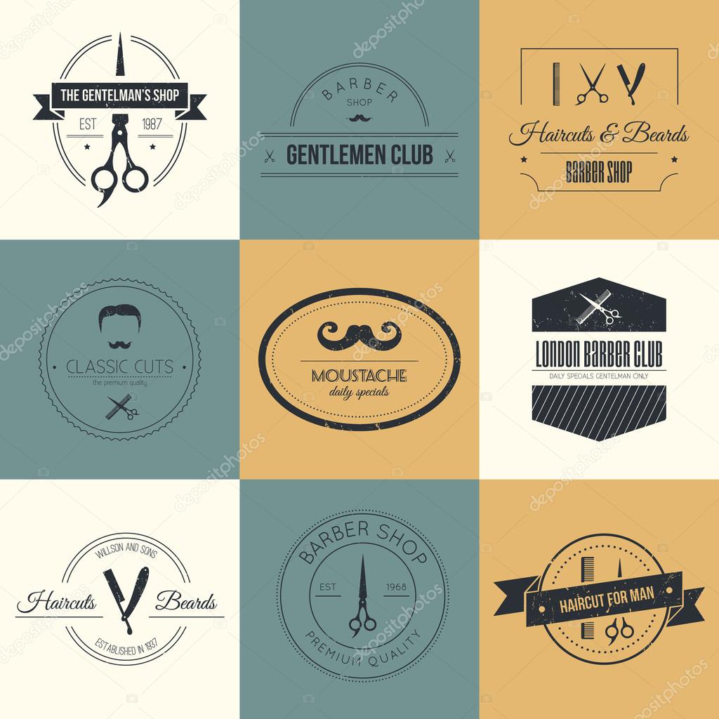 Perfect set of barber and haircut logos. Men's haircuts logo collection made in vector. Badges, labels and design elements.