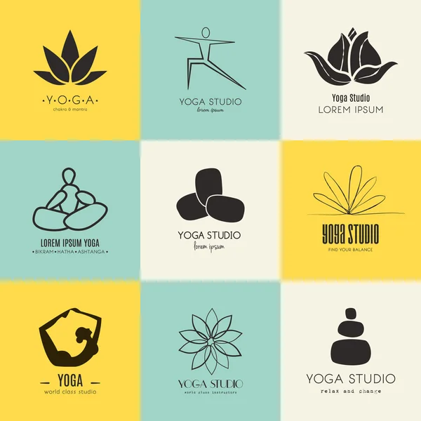 Coleção de Logotipos de Yoga — Vetor de Stock