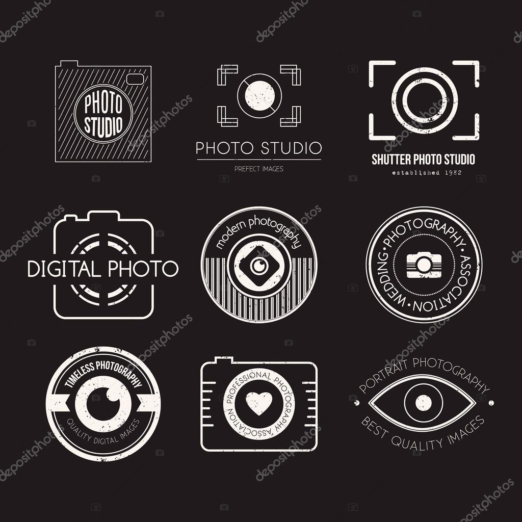 Vector collection of photography logo templates. Photocam logotypes. Photography vintage badges and icons. Modern mass media icons. Photo labels.