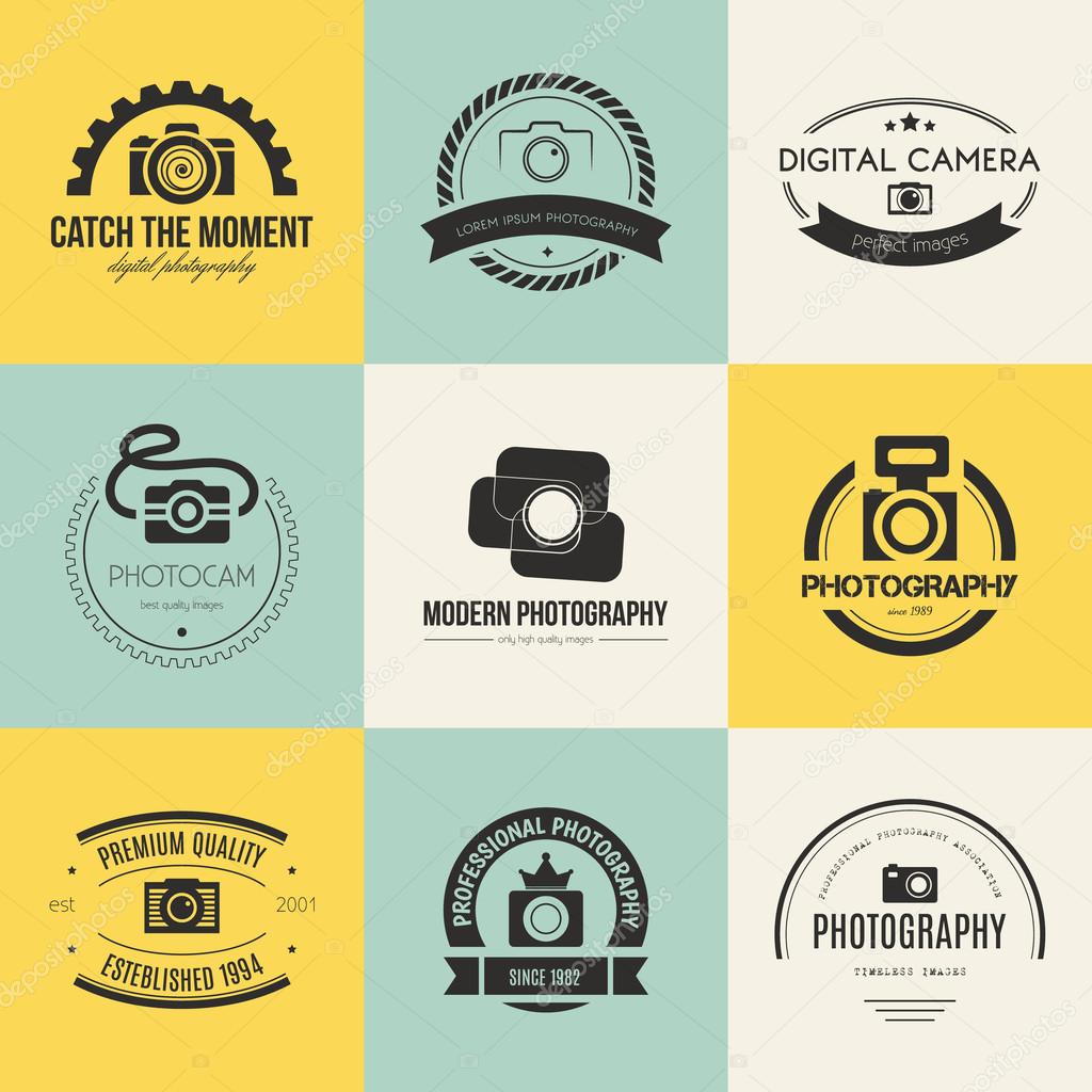 Vector collection of photography logo templates. Photocam logotypes. Photography vintage badges and icons. Modern mass media icons. Photo labels.
