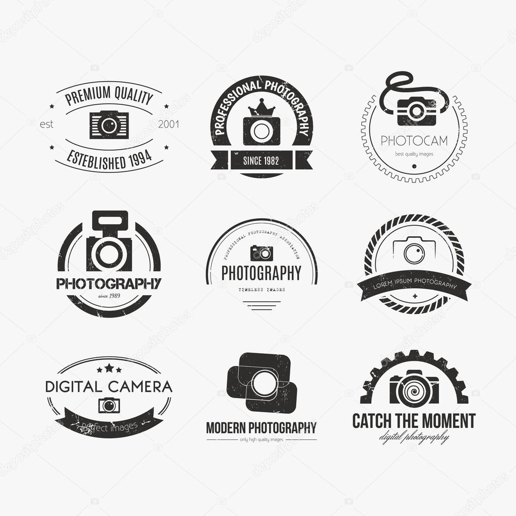 Vector collection of photography logo templates. Photocam logotypes. Photography vintage badges and icons. Modern mass media icons. Photo labels.