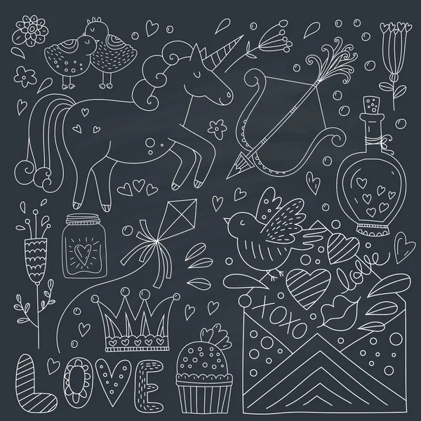 Colección Doodle Día de San Valentín — Vector de stock