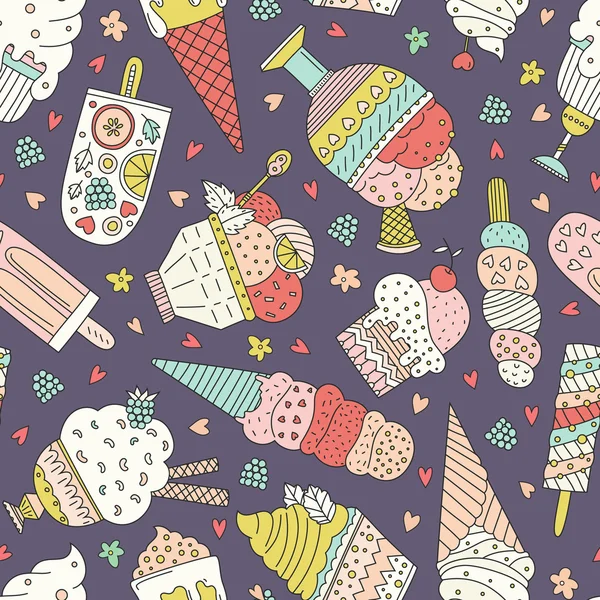 Ice Cream Pattern — Stock Vector