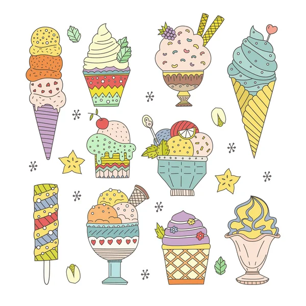 Colección de helados — Vector de stock