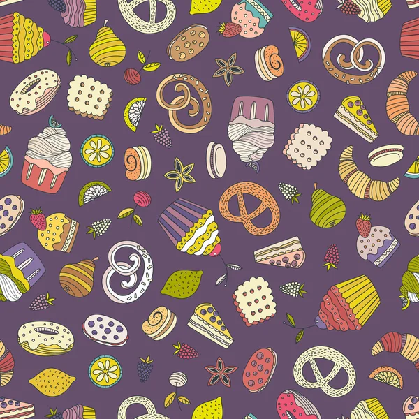 Dessert motif sans couture — Image vectorielle