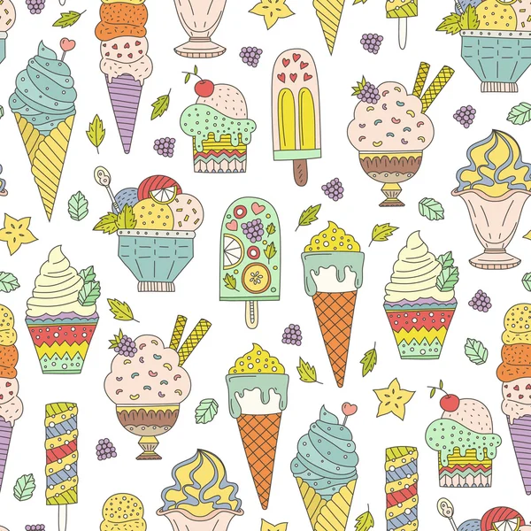 Ice Cream Pattern — Stock Vector