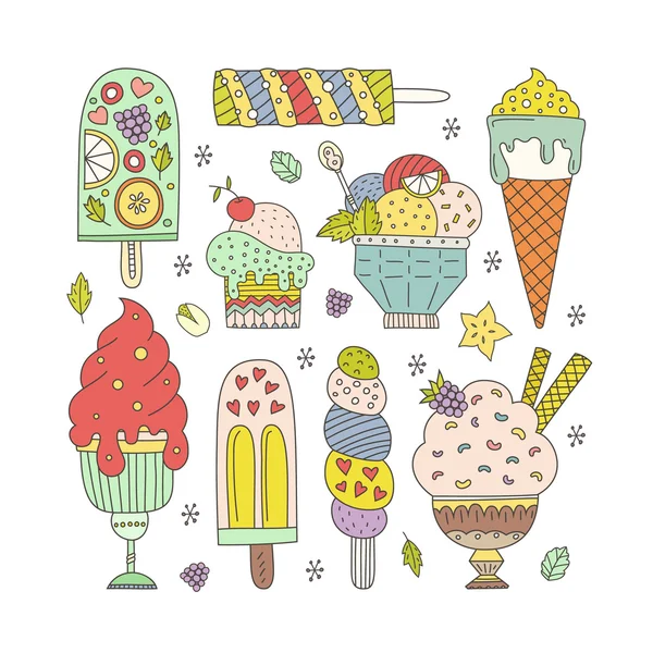 アイスクリームコレクション — ストックベクタ