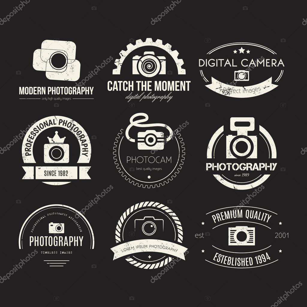 Vector collection of photography logo templates. Photocam logotypes. Photography vintage badges and icons. Modern mass media icons. Photo labels.