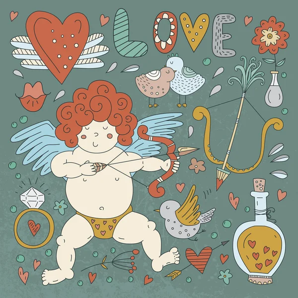 Saint Valentin collection doodle — Image vectorielle