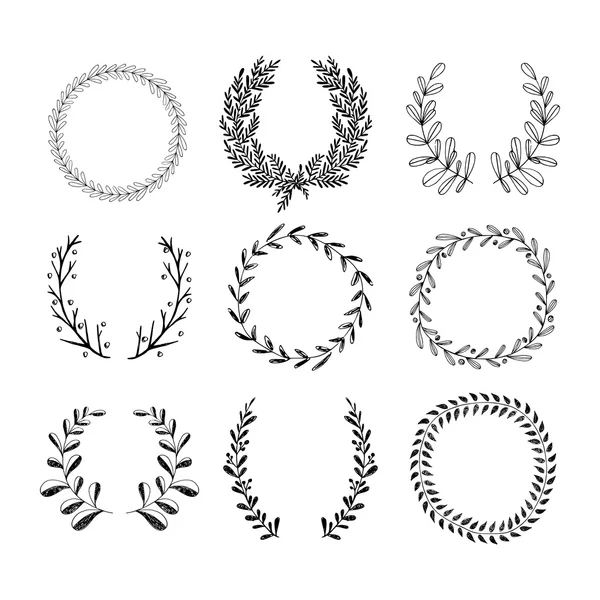 Collection de lauriers et couronnes — Image vectorielle
