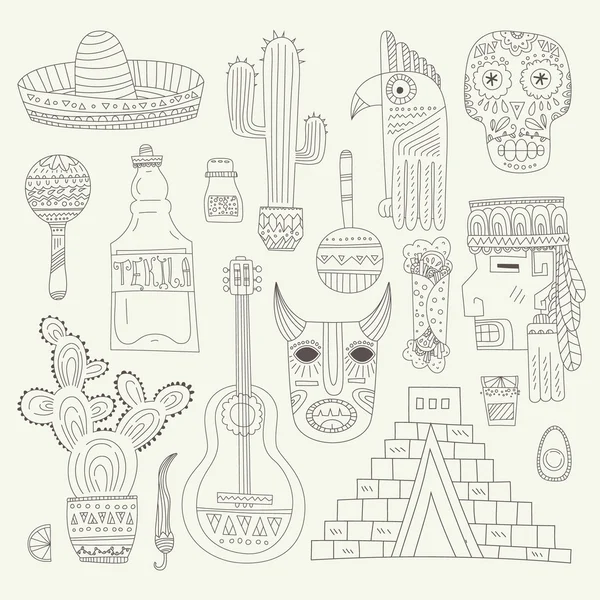 Ensemble de symboles mexicains — Image vectorielle