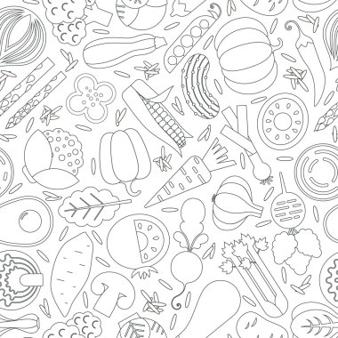 Farklı sebzelerle kusursuz desen.