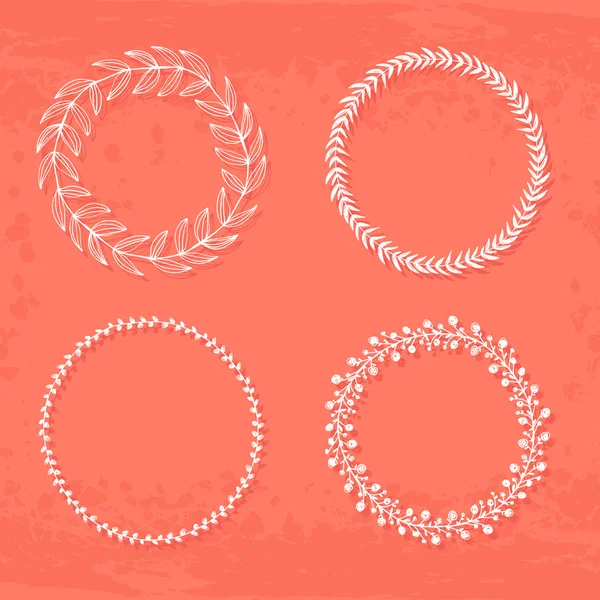 stock vector Round handdrawn wreaths