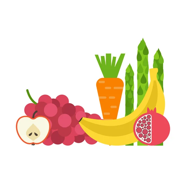 Fresh Vegetables and Fruits — Stock Vector