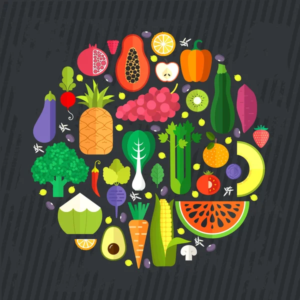 Verse groenten en fruit — Stockvector