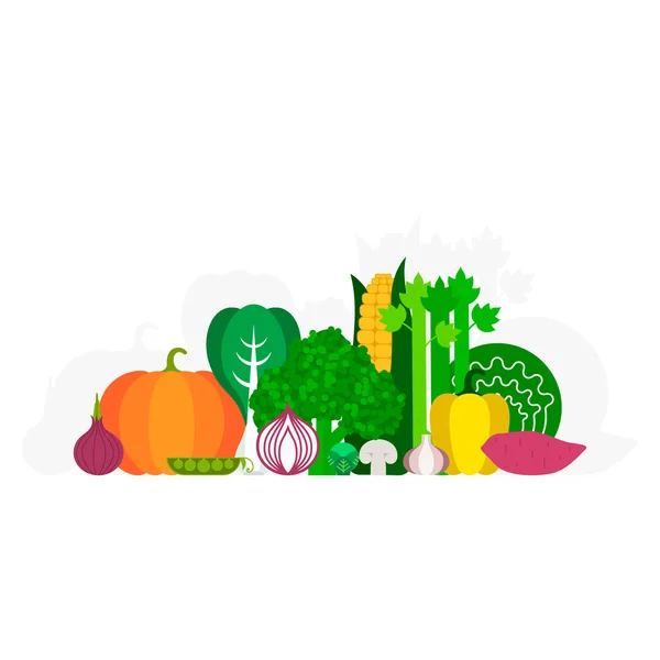 Verduras frescas y saludables hechas en estilo plano — Vector de stock