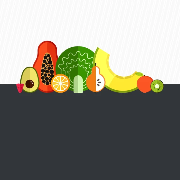 Frutas sanas hechas en estilo plano — Vector de stock