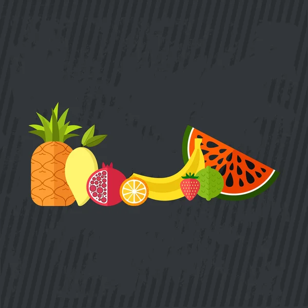 Colección de jugosas frutas frescas y saludables — Vector de stock