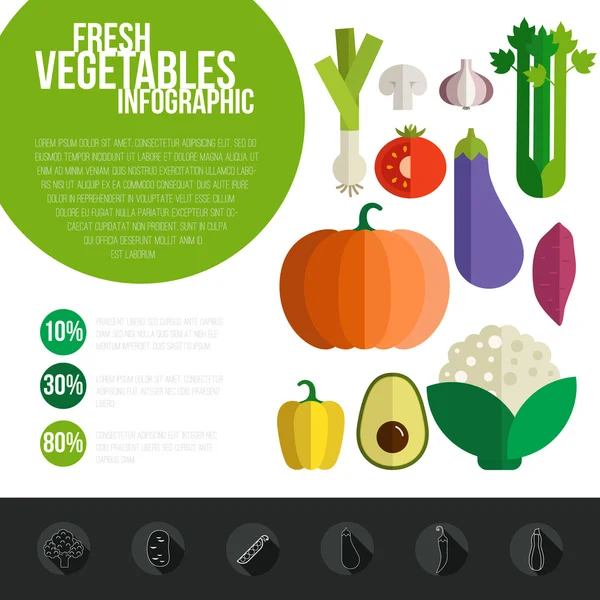 Infografía de verduras frescas — Vector de stock