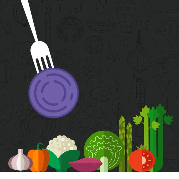 Conjunto de verduras frescas y saludables — Vector de stock