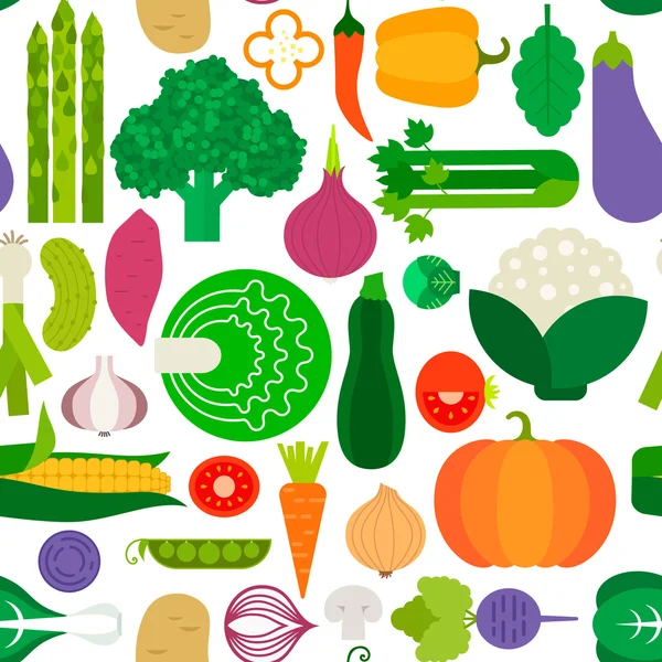 Seamless pattern with different vegetables — Stock Vector