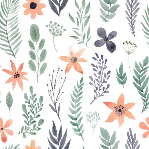 Floral watercolor seamless pattern. — Stock Vector