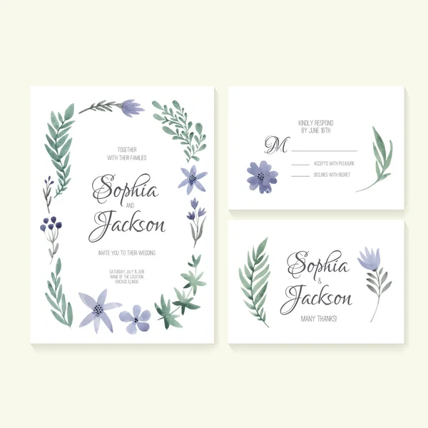 Colección de tarjetas de boda — Vector de stock