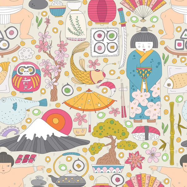 日本のシームレスなパターン — ストックベクタ
