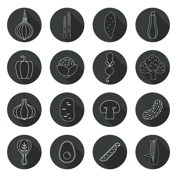 Icônes plates modernes avec différents légumes — Image vectorielle