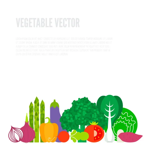 Concepto de verduras frescas — Vector de stock