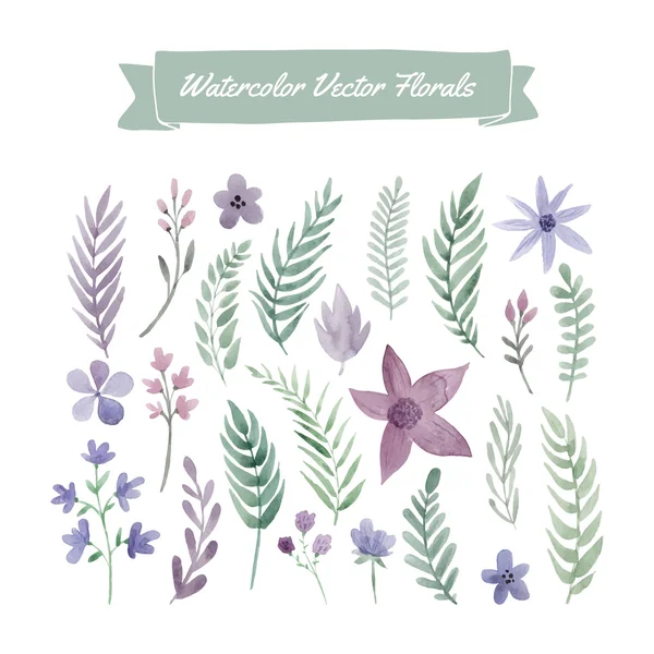 Suluboya çiçek ve yaprakları