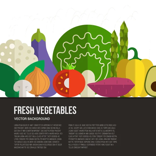 Concepto de verduras frescas — Vector de stock