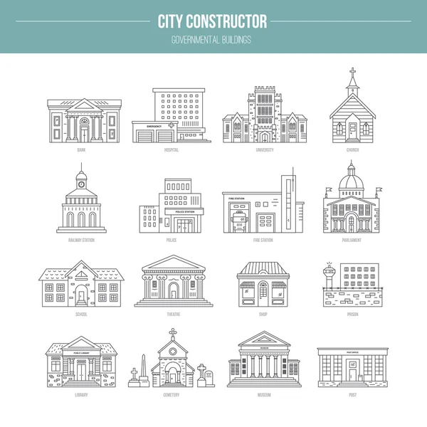 Iconos de edificios gubernamentales — Archivo Imágenes Vectoriales