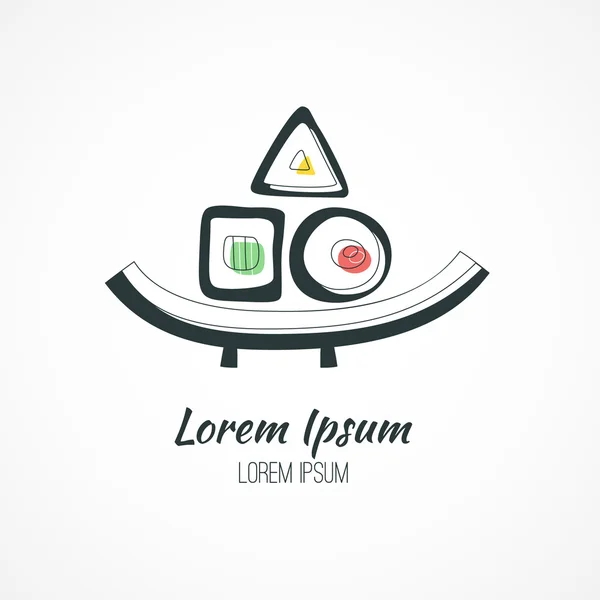 Sushi di piring Logo - Stok Vektor