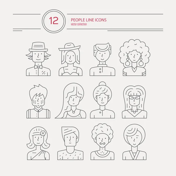 Personas Avatares Iconos — Vector de stock