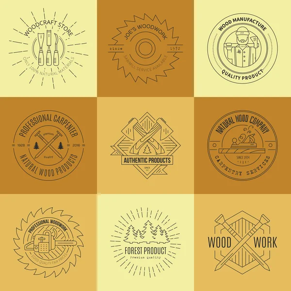 Lumberjack Logos set — Stok Vektör