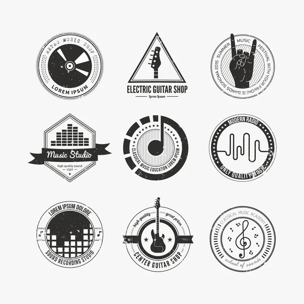 Set de etiquetas de música — Vector de stock