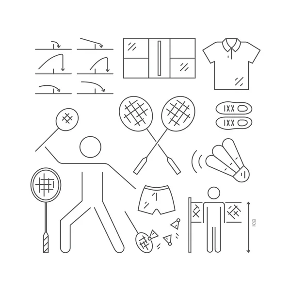 Sammlung von Badmintonelementen — Stockvektor